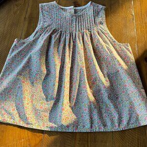 Liberty print smocked sleeveless top